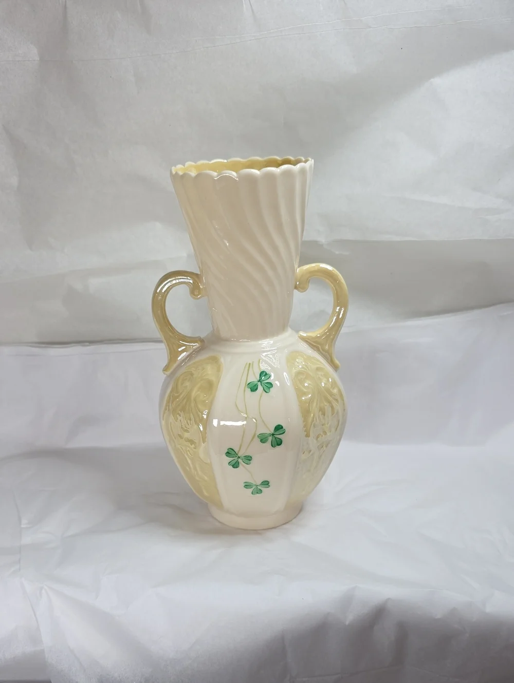 Vintage Belleek 2nd Green Mark Vase